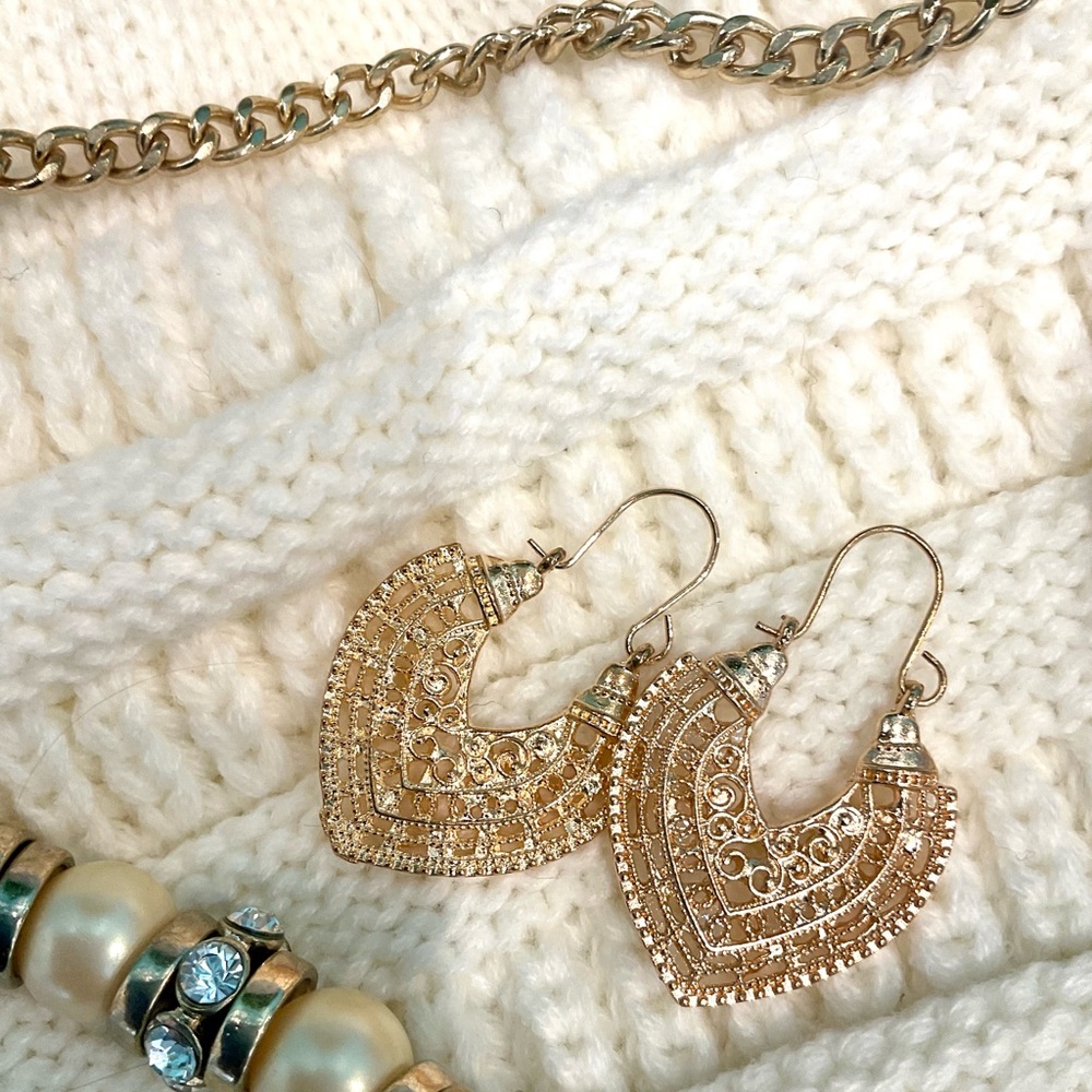 Gold Abstract Heart Earrings